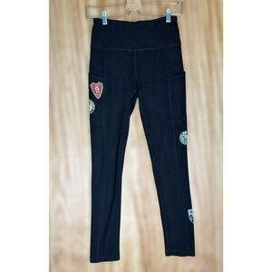 Sundance Black Leggings PS Petite Small Ski Patches Alpine Mont Blanc Outdoor